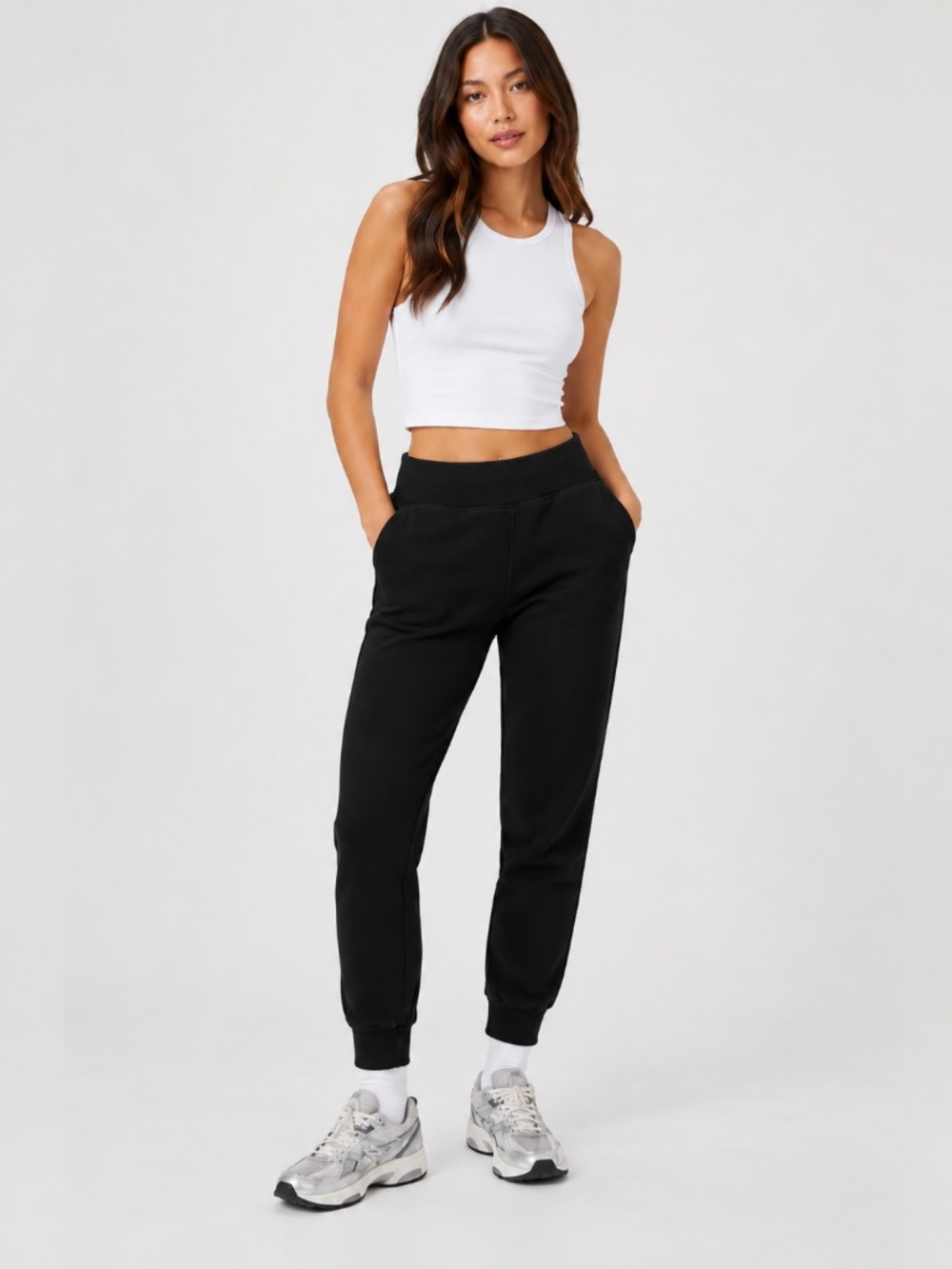 TNA Aritzia CozyAF Perfect Pocket Black Fleece Jogger Sweatpants Size S